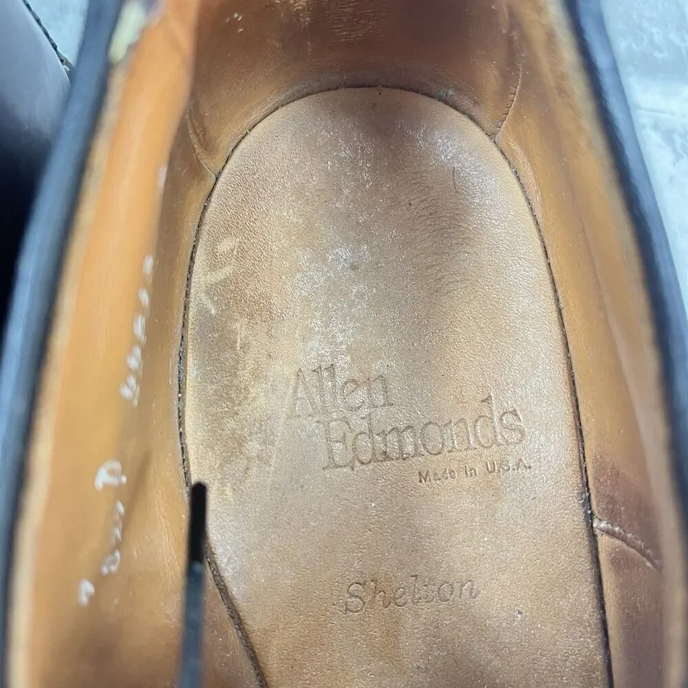 Allen Edmonds Shelton Men's Size 9 D 2-Tone Black and Burgundy Oxfords Shoes